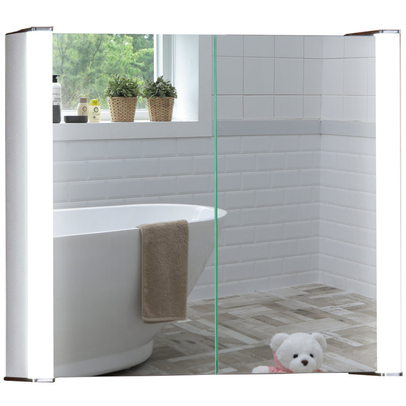 Segarra Surface Mirrored Bathroom Cabinets with Mirror and 2 Adjustable Shelves, 60cm x 65cm