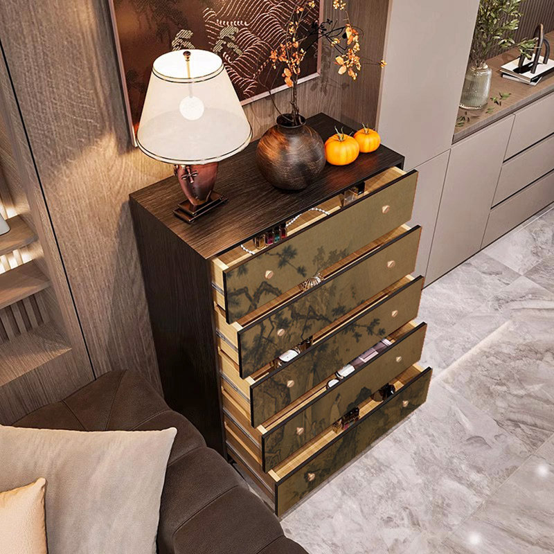 Armoire en bois avec cinq tiroirs, Noyer