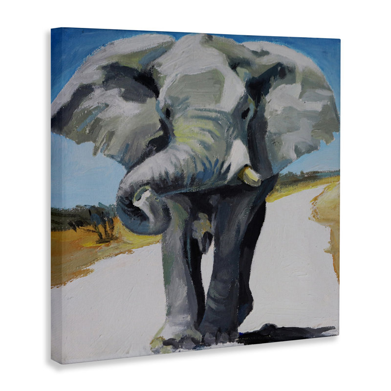 Éléphant majestueux sur toile, par Violeta Vollmer, H 24 po x l 24 po