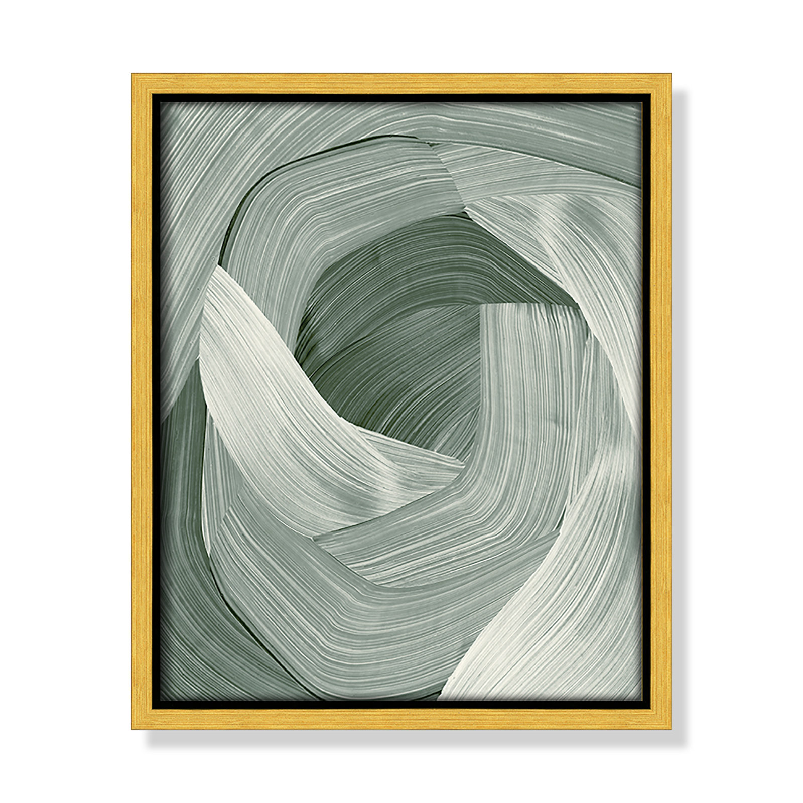 Enriched Emerald - Floater Frame Graphic Art Print on Canvas, 11.5" H x 9.5" W, Gold 