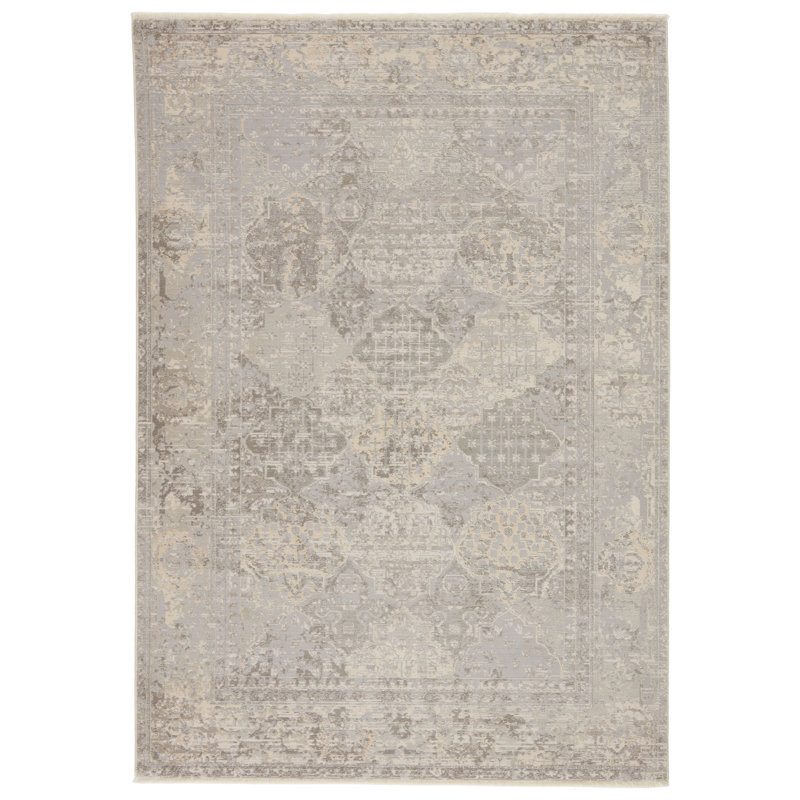 Tapis gris tissé à la machine Clint, Rectangle de 5 pi x 7 pi 6 po