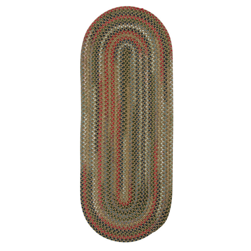 Tapis olive tressé Wayland, Tapis de couloir 2 pi x 12 pi