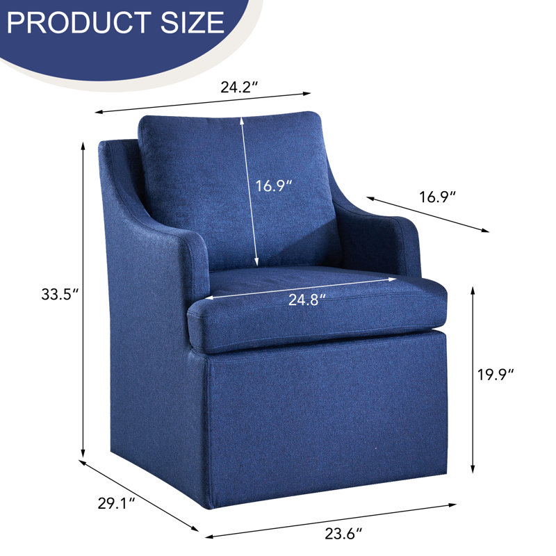 Upholstered Dining Chairs with Caster, Blue