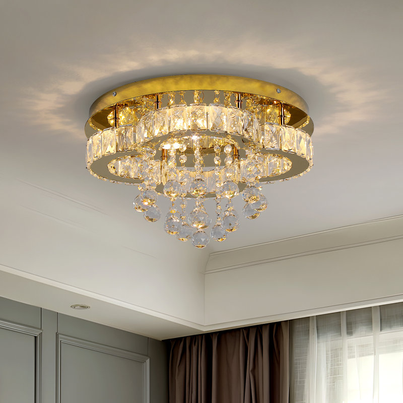 Vanlue 1 - Light Crystal LED Chandelier, Gold