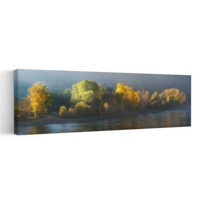 Misty Autumn Glow by Burger Jochen - Wrapped Canvas Panoramic Print