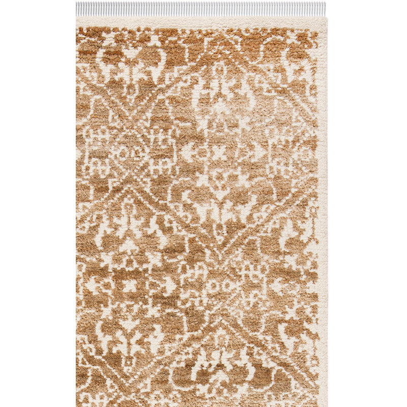 Jahiem Chevron Hand-Knotted Brown Area Rug, Rectangle 5' x 8'