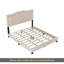 Queen Size Upholstered Bed Frame With Rivet Design, Modern Velvet Platform Bed With Tufted Headboard,Grey-1962006031-1962006026