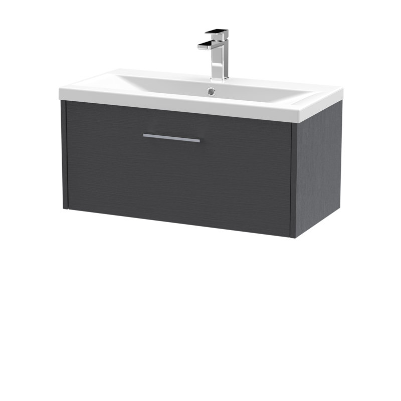 Juno 800mm Single Bathroom Vanity with Integrated Vitreous China Basin, Graphite Grey