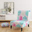 Fauteuil de chambre rembourré à motif géométrique rose et bleu