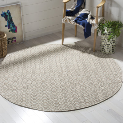 Tapis ivoire / beige en coton tissé à plat à la main Alieu Ikat