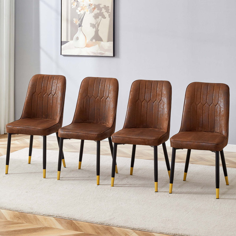Ensemble de chaises de salle à manger en suède, 4, Brun