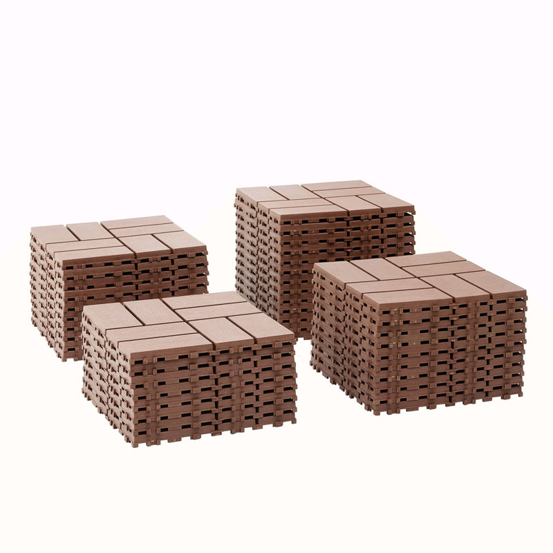 Carreaux de terrasse en plastique emboîtables, 44 paquets de tuiles de terrasse, 12 pouces x 12 pouces imperméables pour une utilisation toutes saisons, tuiles de terrasse pour piscine