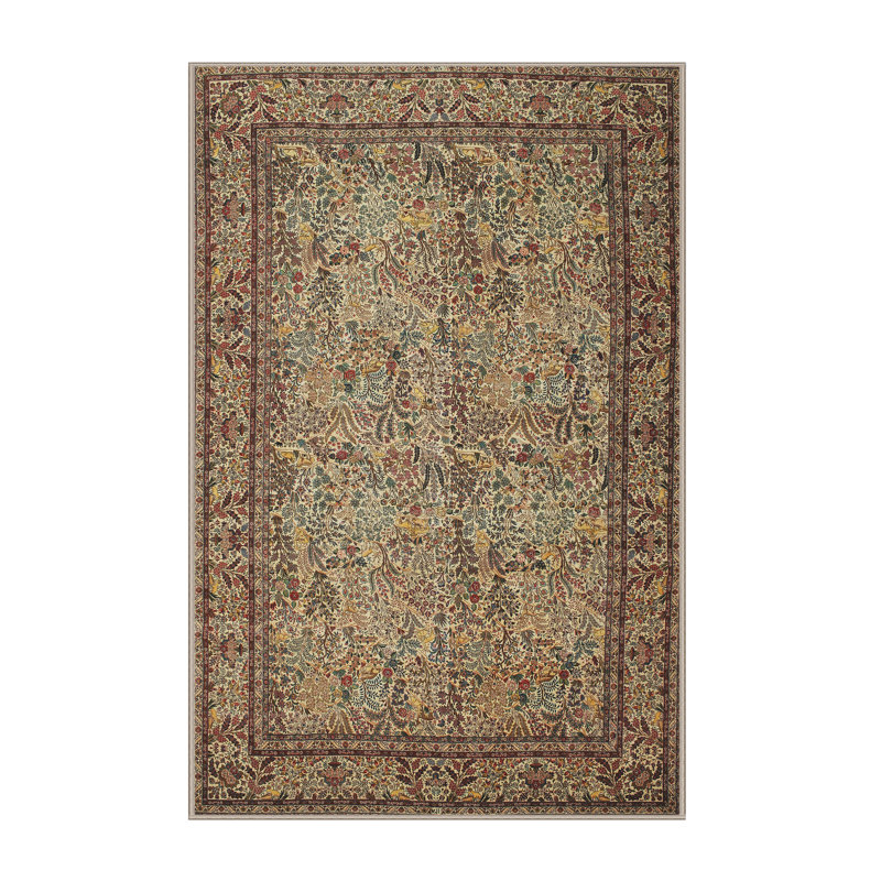 Tapis traditionnel brun / vert, Rectangle 5 pi x 7 pi