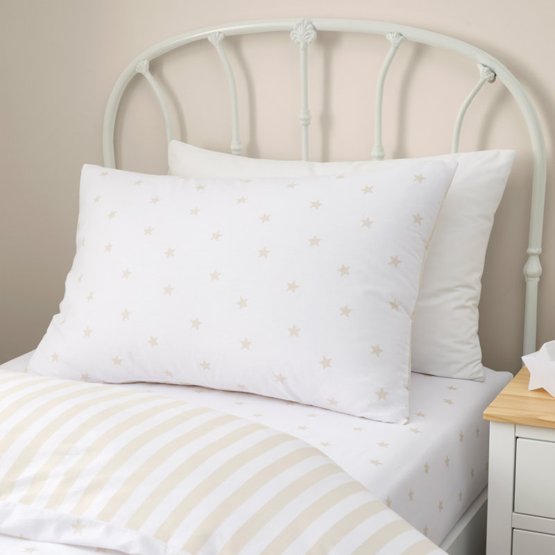 Mini Star & Stripes Reversible Cotton Duvet Cover Set, Natural, Single Duvet Cover + 1 Standard Pillowcase