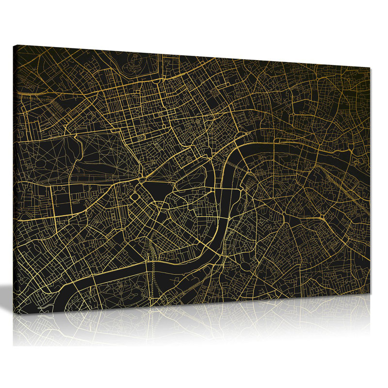 London Underground Map Gold - Wrapped Canvas Print, 20cm H x 31cm W