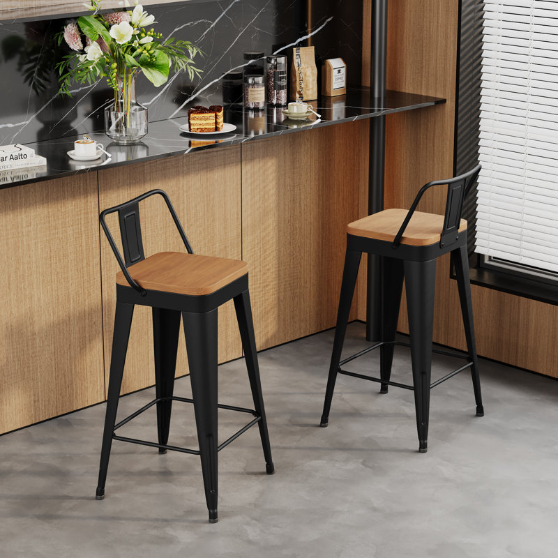 Metal Counter And Bar Stools, Counter Stool (24" Seat Height), Black