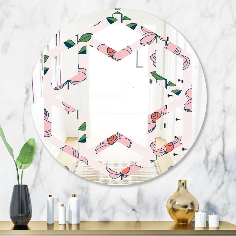 Miroir mural Hexagon Star Floral Botanical, H 31,5 po x l po
