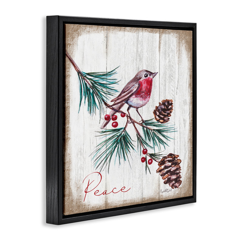«Rustic Bird» par Elizabeth Tyndall, H 25 po x l 25 po, Cadre flottant noir de jais