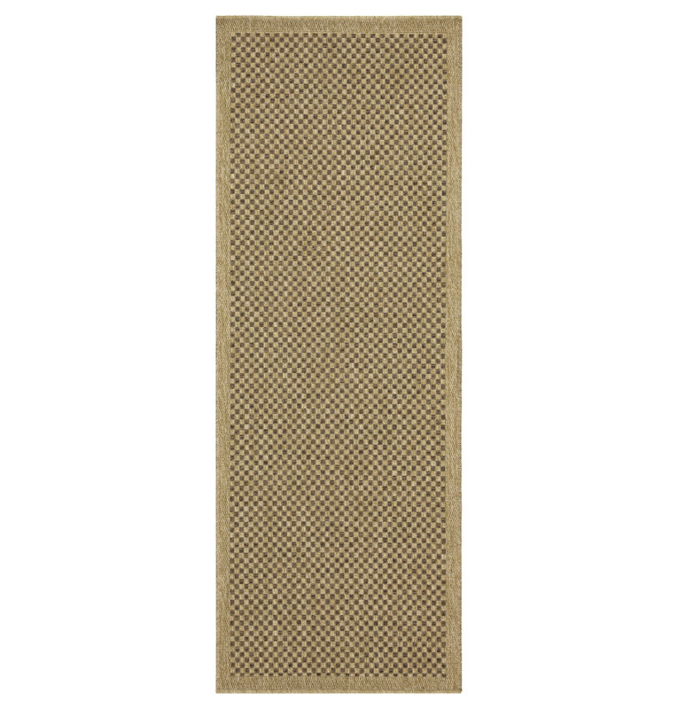 Tapis intérieur / extérieur en jute / moka à carreaux Esquibel, 2 pi 7 po x 7 pi 3 po