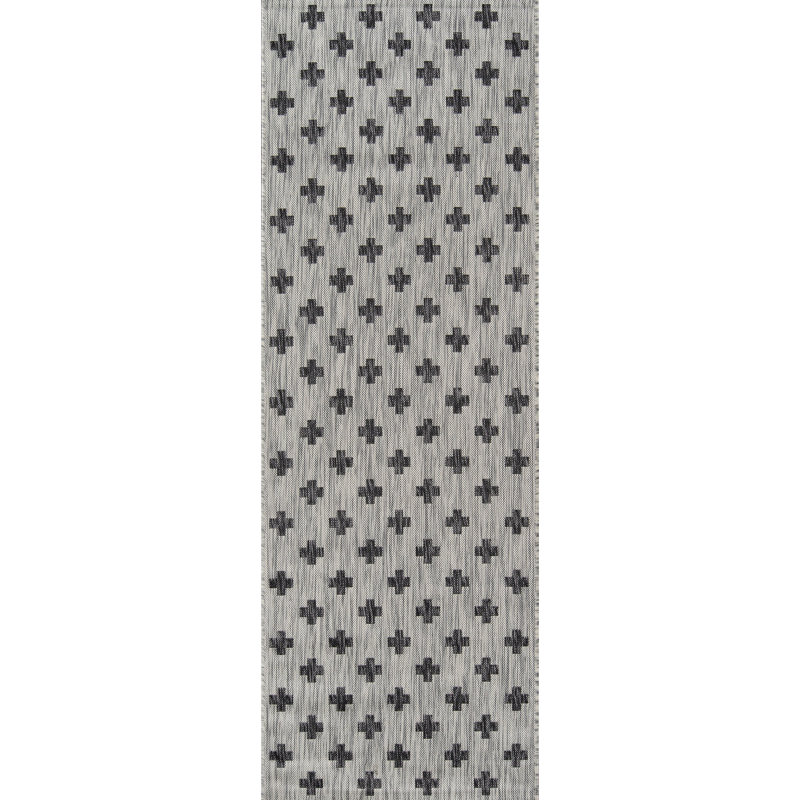 Umbria Striped Indoor / Outdoor Area Rug, Runner 2' x 10', Charcoal 