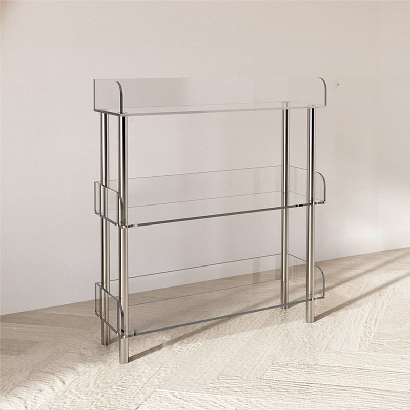 Bibliothèque simple en acrylique, (3 tablettes) H 34,84 po x l 23,62 po x P 9,84 po, Clair