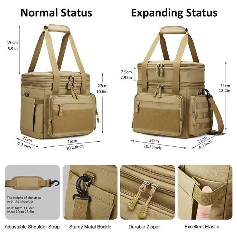 Grand sac à lunch isotherme 24L pour hommes, fourre-tout à deux compartiments pour le travail et le camping