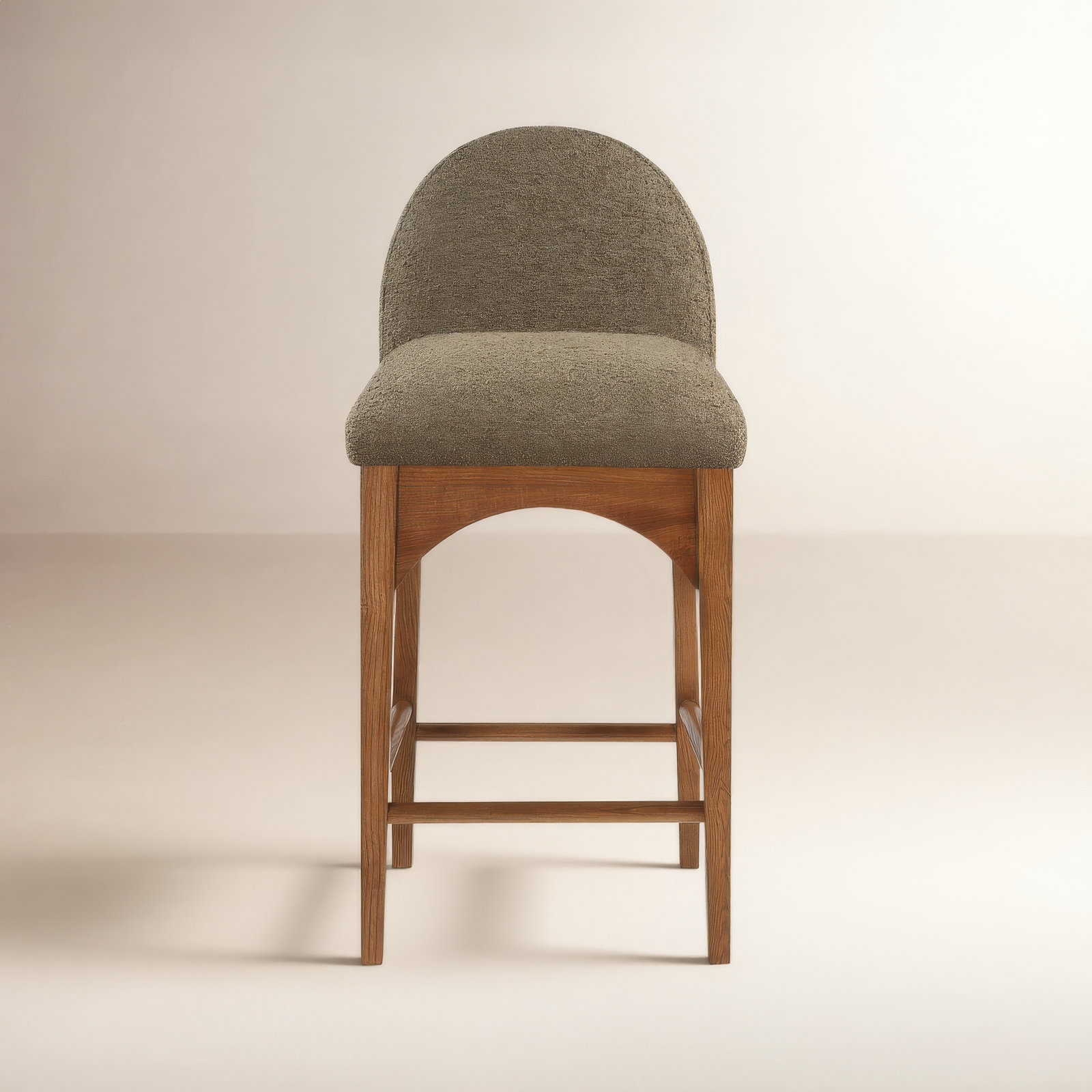 Waldorf 27" Bar Stool, Walnut, Olive Boucle