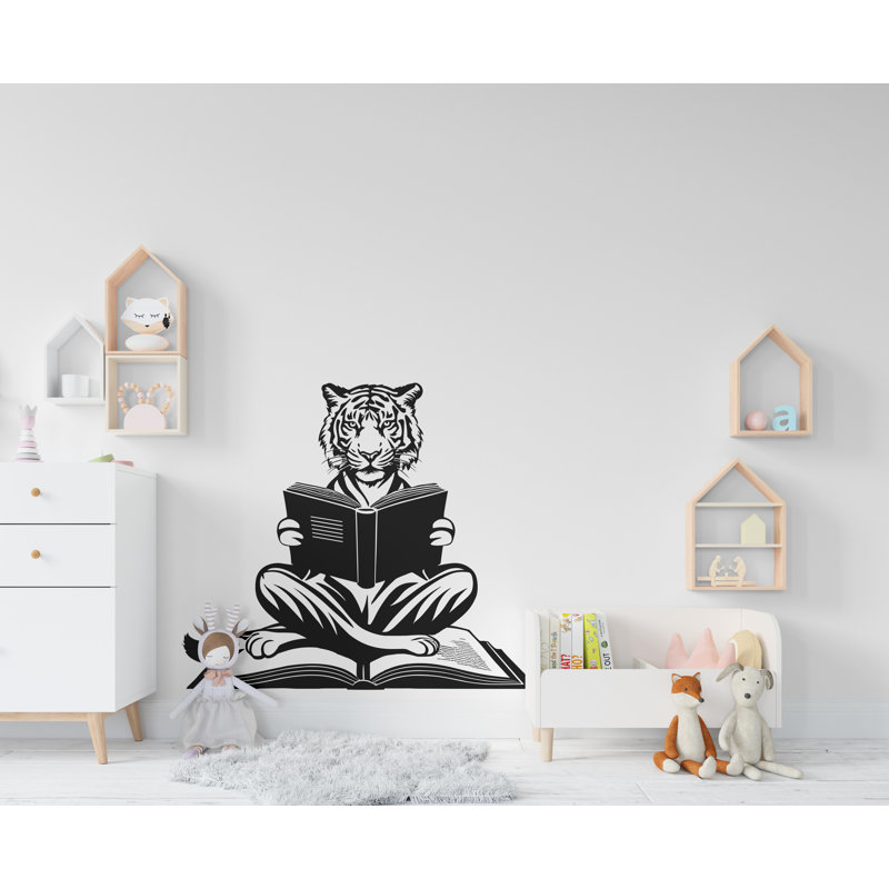 Adhésif décoratif livre de lecture Wise Tiger, H 35 po x l 30 po, Noir mat
