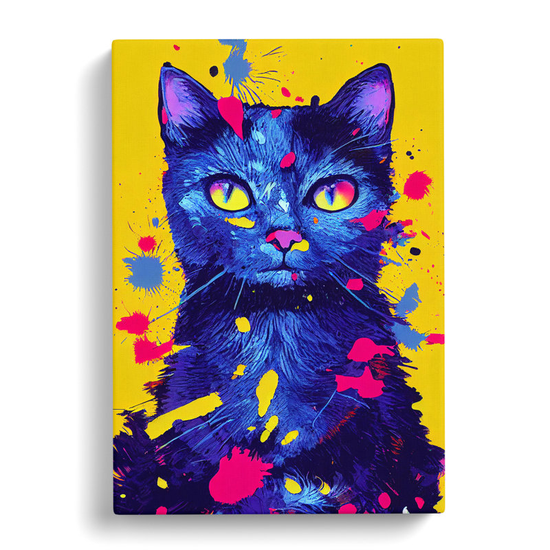 Cat Splashed In Paint No.4 - Wrapped Canvas, 50cm H x 35cm W
