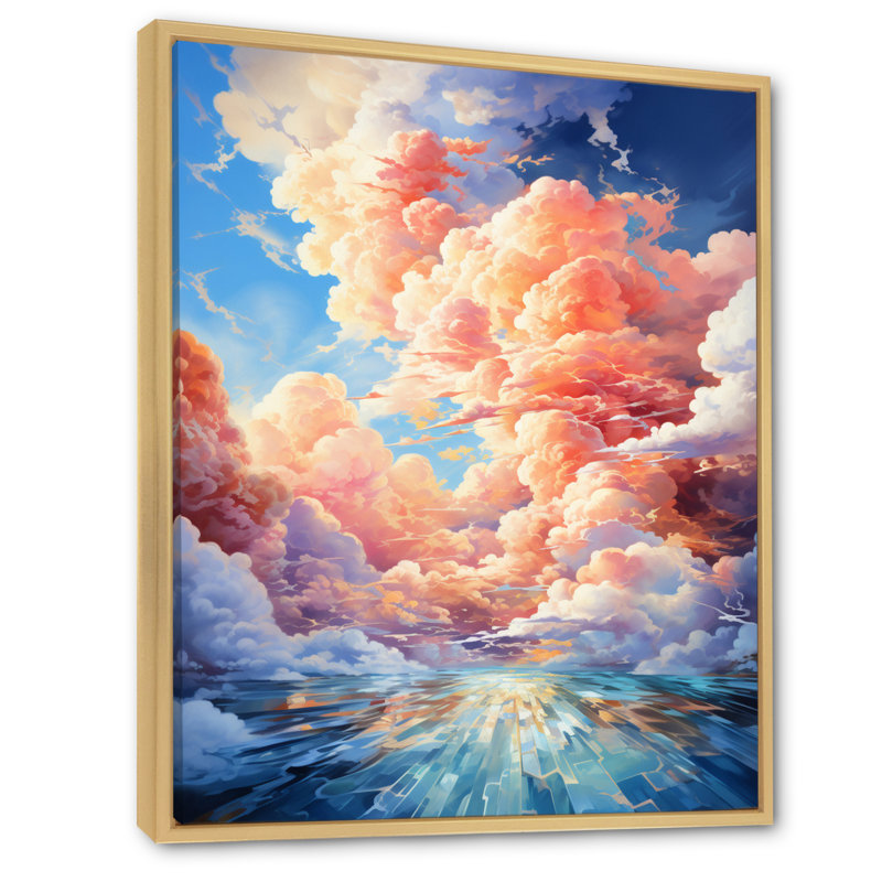 Clouds Playful Skies II - Décoration murale paysage et nature, H 44 po x l 34 po x P 1,5 po, Cadre naturel flottant