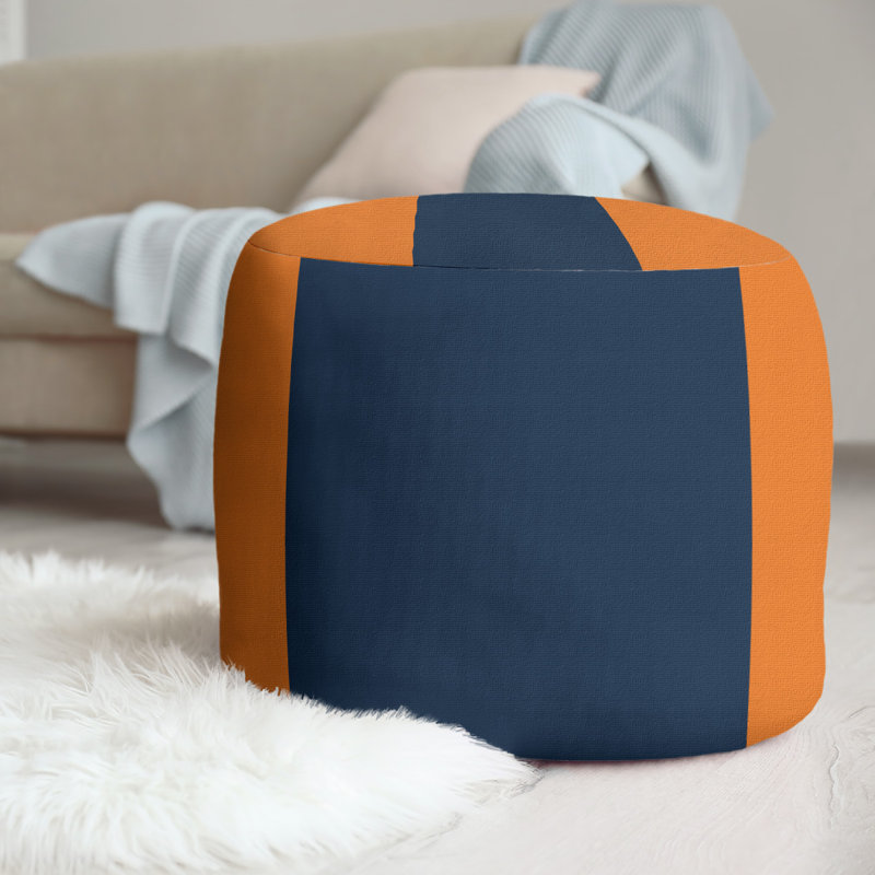 Repose-pieds cubique rond à rayures 20,5", Orange / bleu / orange