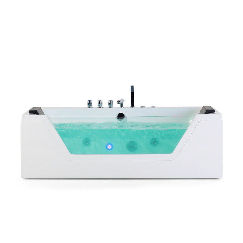 Rourke x Whirlpool Acrylic Bathtub with Tap, 55cm H x 71cm W x 150cm D, White