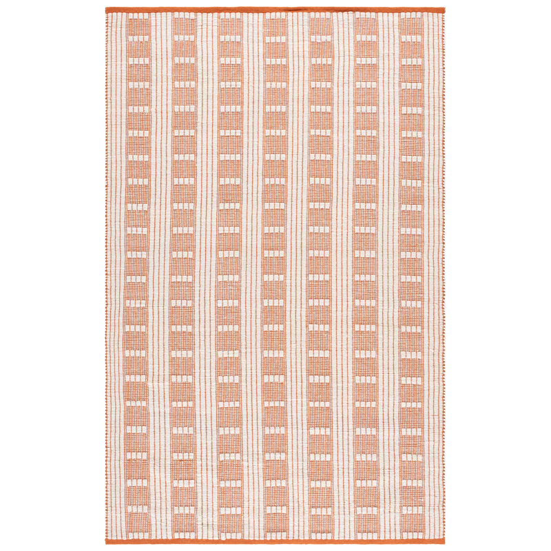 Vermont 951 Flatweave Wool/Cotton Geometric Rug in Orange/Ivory, Rectangle 5' x 8'