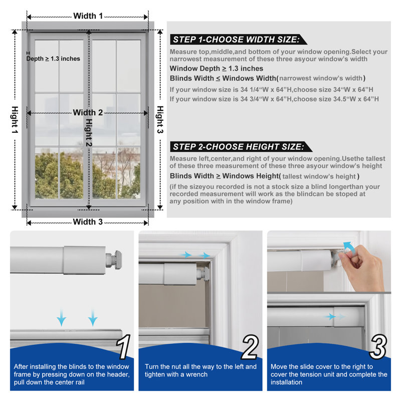 Rideaux occultant sans cordon sans perceuse ni outils - Pas de perceuse, ni d'outils - Blanc, L 58 po x L 64 po