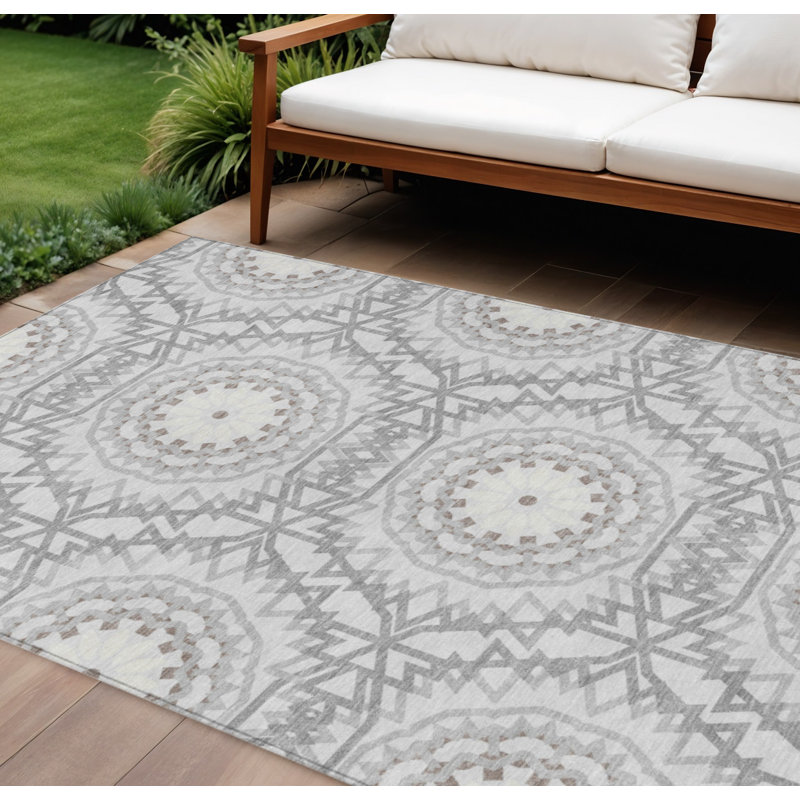 Tapis intérieur lavable 10 pi x 14 pi ivoire et gris