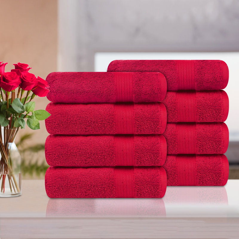 Essuie-mains 100% coton absorbant et à séchage rapide, Rouge