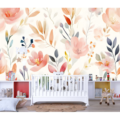 Papier peint botanique aquarelle Wildflower
