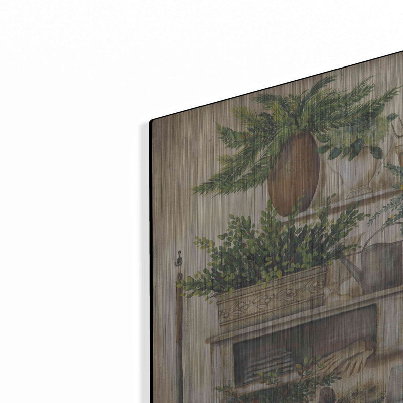 «Potting Bench II» par Pam Britton, art mural en métal, H 12 po x l 16 po
