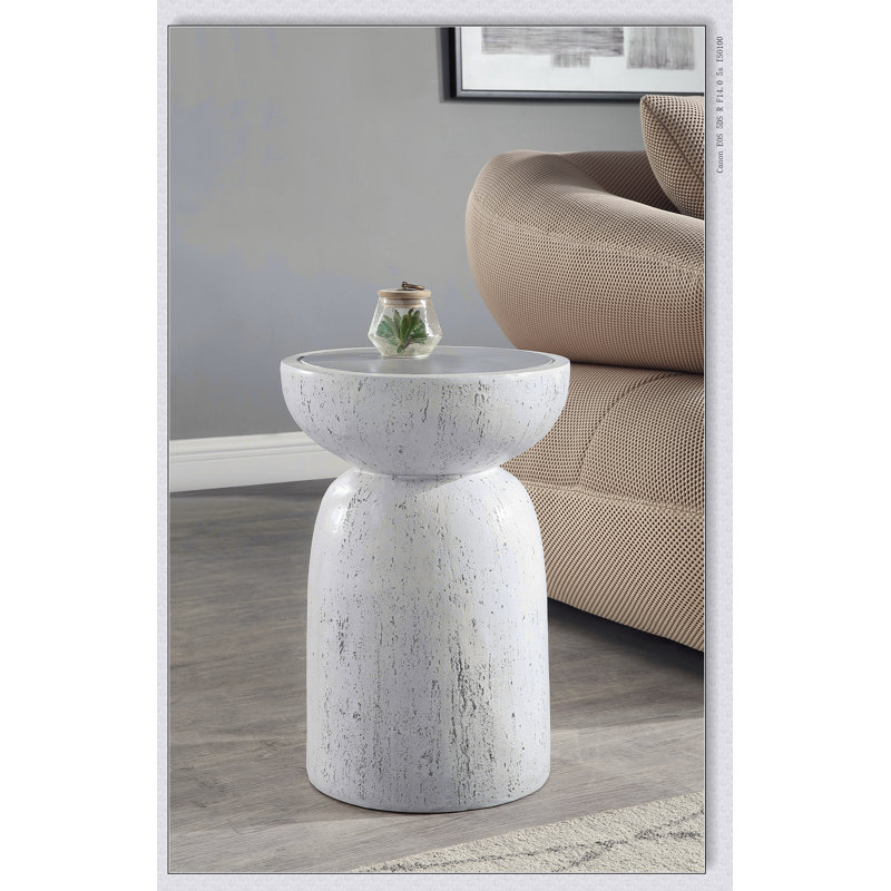 Natural Gray Finish Fiber Concrete Accent Table
