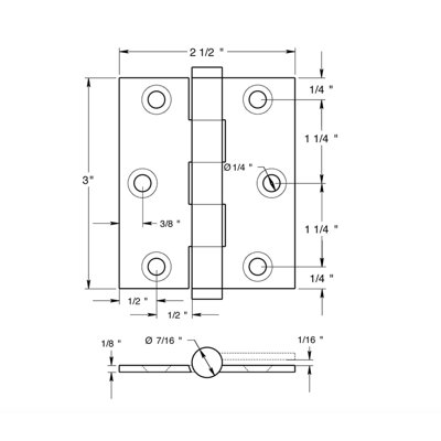 Charnière de porte moustiquaire en bronze huilé 3 po x 2 1/2 po