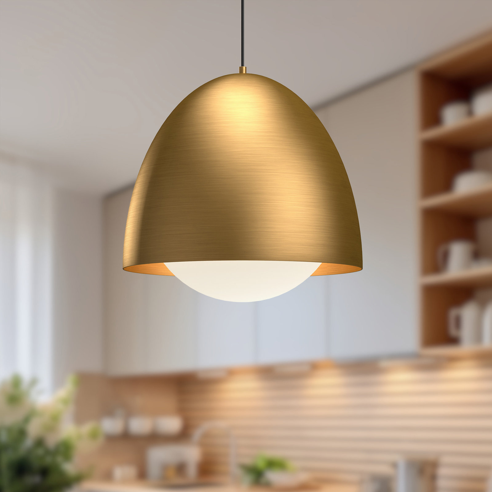 Torten Single Light Glass Steel Pendant, Aged Gold, 96.13" H x 20" W x 20" D
