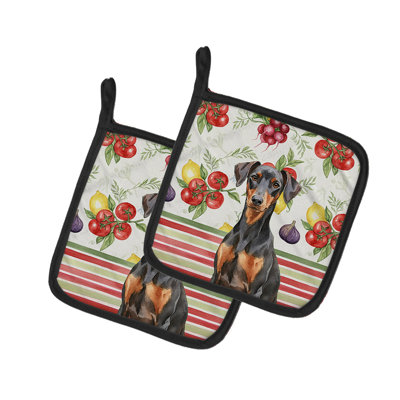 German Pinscher Vegetables Pair of Pot Holders