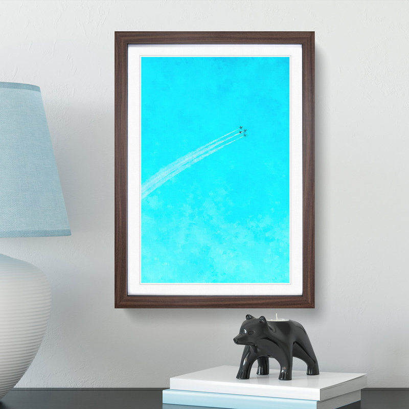 Plane Trails in the Sky - Picture Frame Graphic Art Print, 63cm H x 45cm W x 2cm D, Walnut Framed