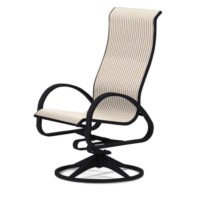 Fauteuil de patio pivotant Hiraku, Noir texturé, Brun clair