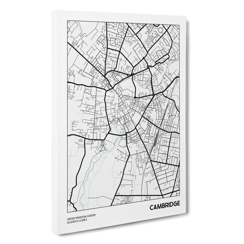 Map Cambridge UK - Wrapped Canvas, 60cm H x 40cm W x 3cm D