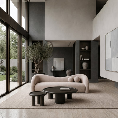 Loudner - Canapé 4 places contemporain en tissu beige