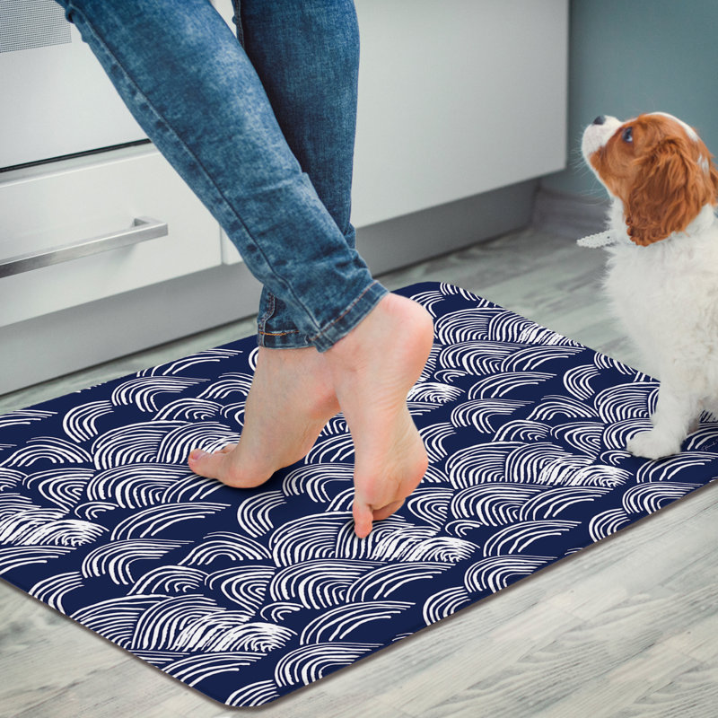 Tapis de cuisine 30 po x 20 po Highland Home Indigo Waves