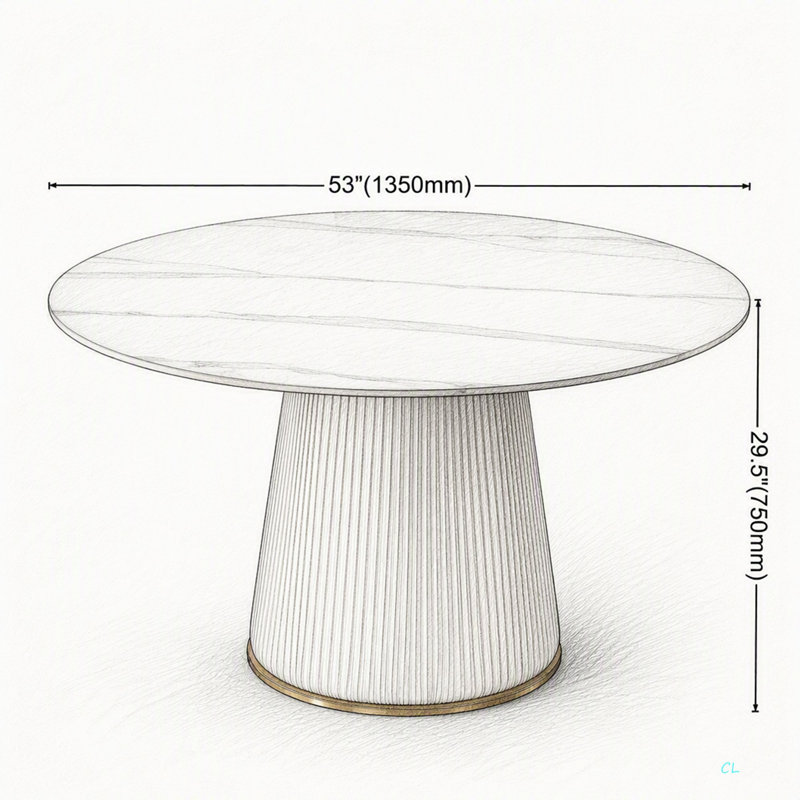 53 Inch Round Sintered Stone Dining Table