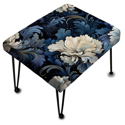 Astral bleu blanc damassé Radiance - Repose-pieds rectangulaire damassé