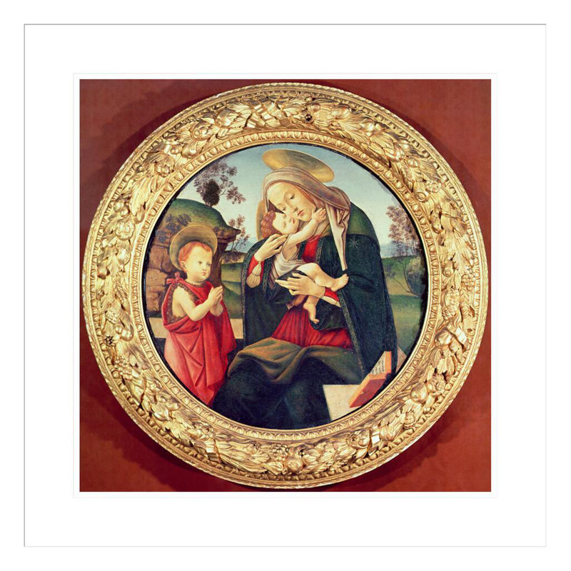 Vierge à l'enfant avec Jean-Jean par Sandro Botticelli - Impression giclée encadrée, H 23,54 po x l 23,5 po